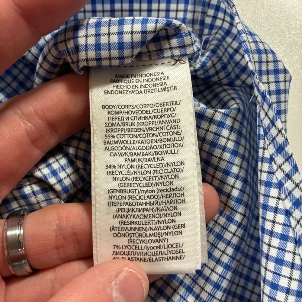 NEW Polo Ralph Lauren Performance Button Down Shirt Medium Blue Gingham Stretch